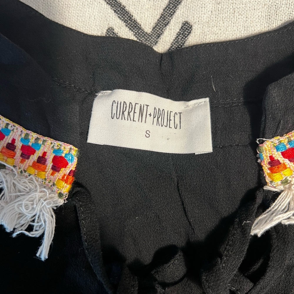 Boho Black Dress or Cover-up with Colorful Accents